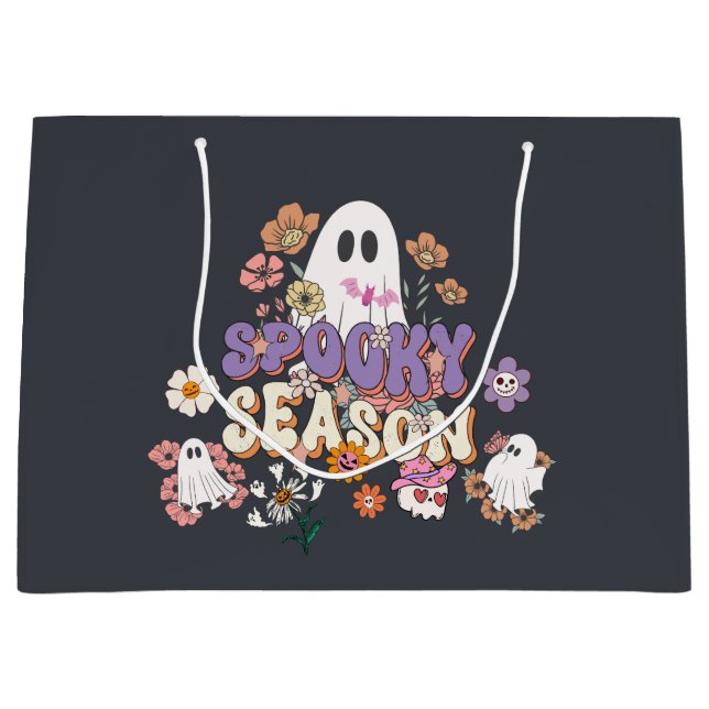 Black Spooky Spöken Flowers Halloween Gift Bag (Framsidan)