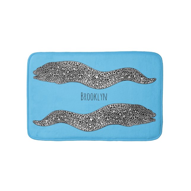 Black spotted moray eel cartoon illustration badrumsmatta (Framsidan)