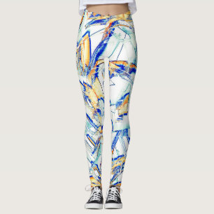 Bläck sprang i mer än en riktning? Orange, blå Leggings