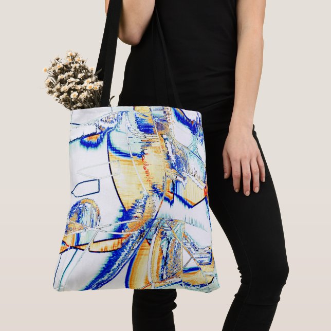 Bläck sprang i mer än en riktning? Orange, blå Tygkasse (Närbild)