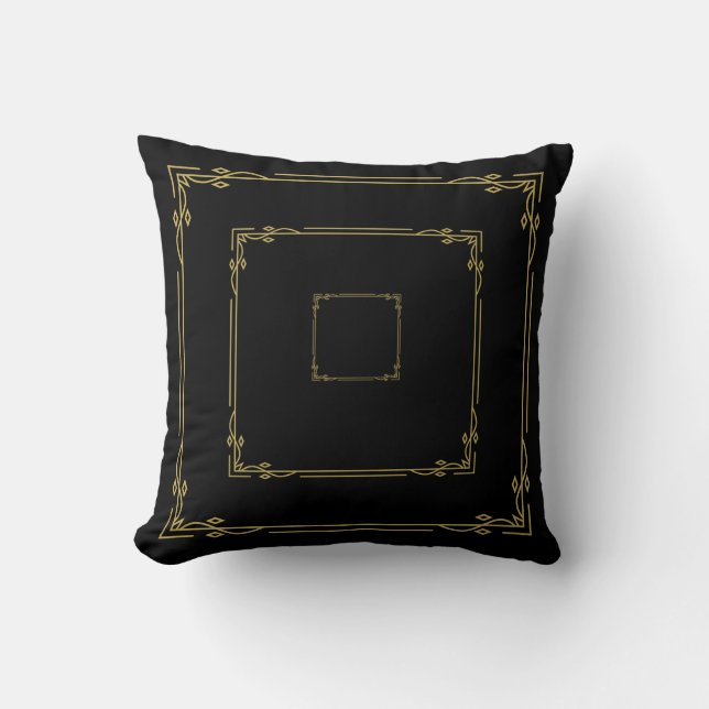 Black Square Cushion | Luxury Boho Home Decor | Cu Kudde (Framsida)