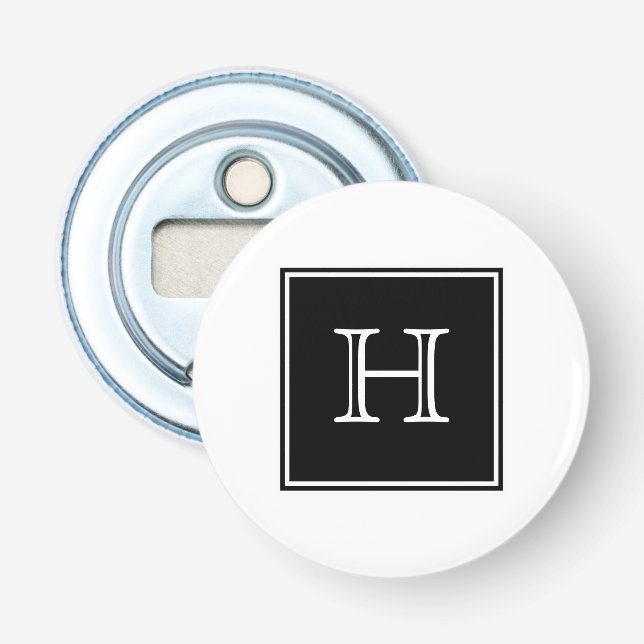 Black Square Monogram Magnet Flaska-öppnare Flasköppnare (Framsidan)
