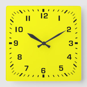 Black Square Number Faceplate på Gult Fyrkantig Klocka