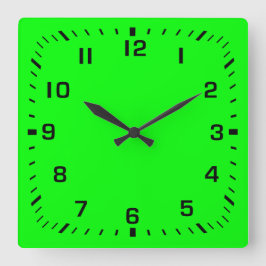 Black Square Number Faceplate på Lime Green Fyrkantig Klocka