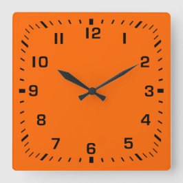 Black Square Number Faceplate på Orange Fyrkantig Klocka