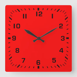 Black Square Number Faceplate på Red Fyrkantig Klocka