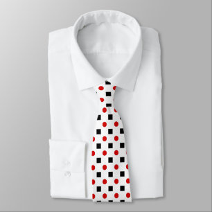 Black Squares Red Polka dots Mönster White BG Slips