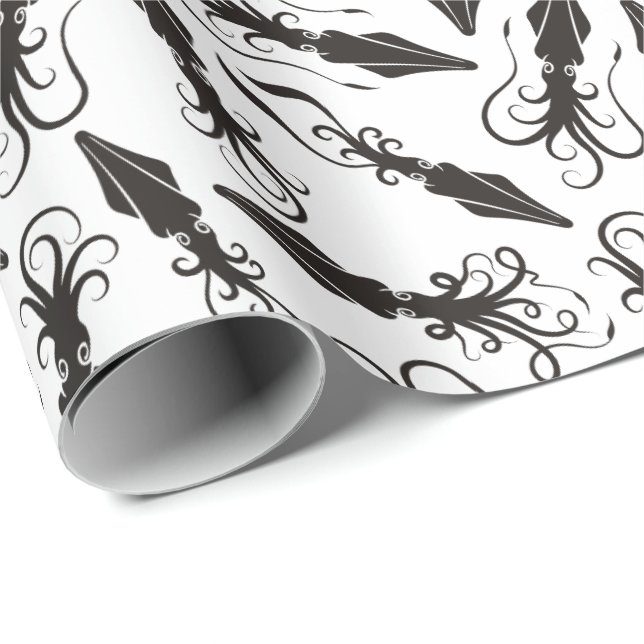 Black Squid Mönster Presentpapper (Rullad Hörn)