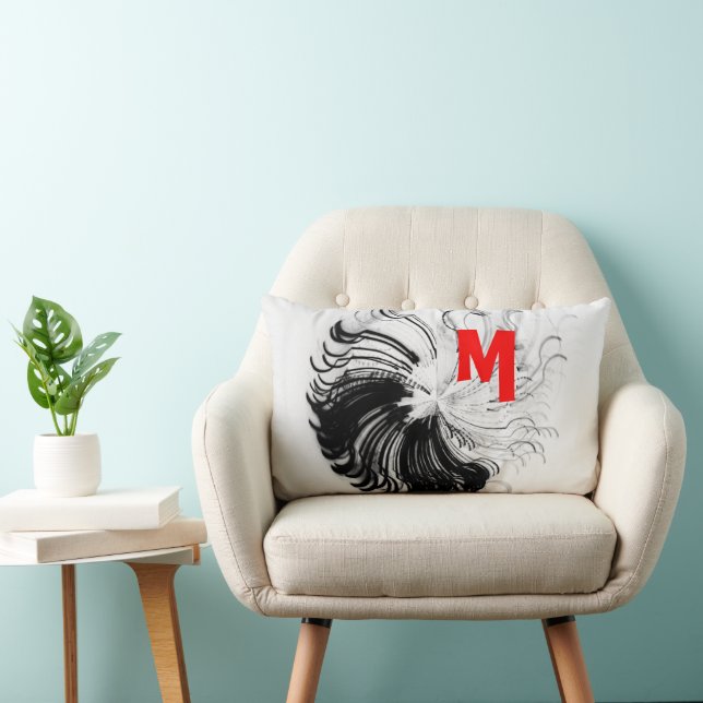 Black Squiggle Monogram Lumbarkudde (Stol)