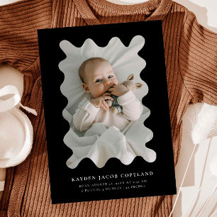 Black Squiggly Ram Birth Announcement Photo Meddelande