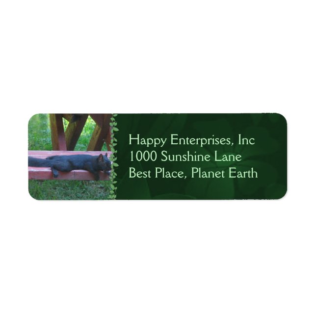 Black Squirrel Returadress Etikett (Framsidan)