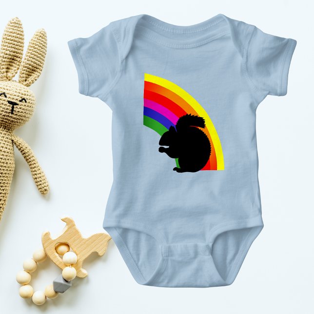 Black Squirrel Silhouette Colorful Rainbow T Shirt (Black Squirrel Silhouette Colorful Rainbow Baby Bodysuit)