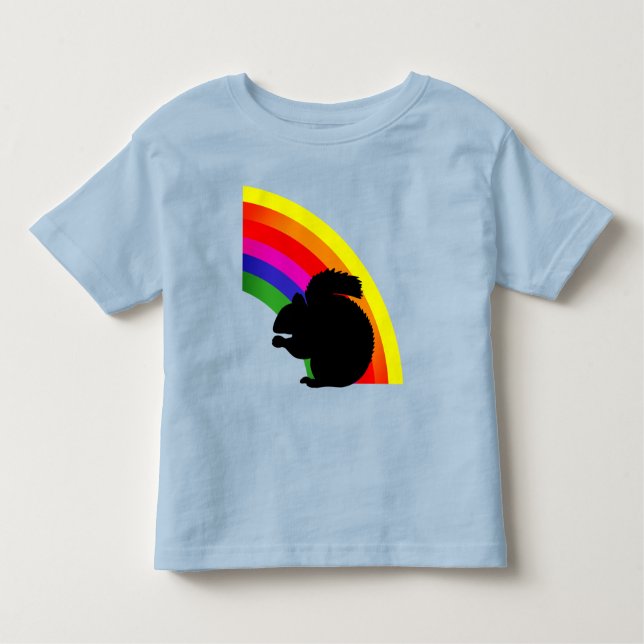 Black Squirrel Silhouette Colorful Rainbow T Shirt (Framsida)