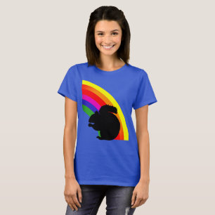 Black Squirrel Silhouette Colorful Rainbow Womens T Shirt