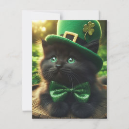 Black St. Patrick's Day Kitten Vykort