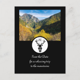 Black Stag Silhouette Monogram Photo Inbjudan Vykort