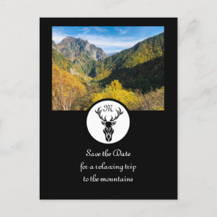 Black Stag Silhouette Monogram Photo Inbjudan Vykort