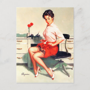 Bläck Stain Pin Up Vykort