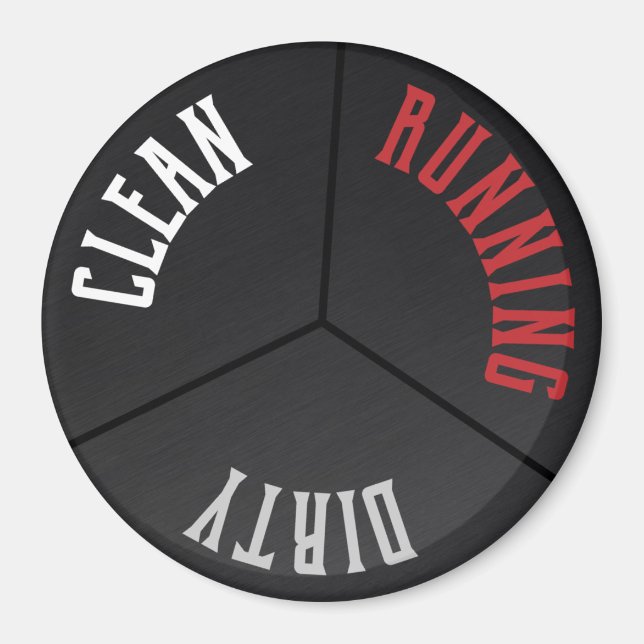 Black Stainless Dishwasher Clean Dirty Running Magnet (Framsidan)