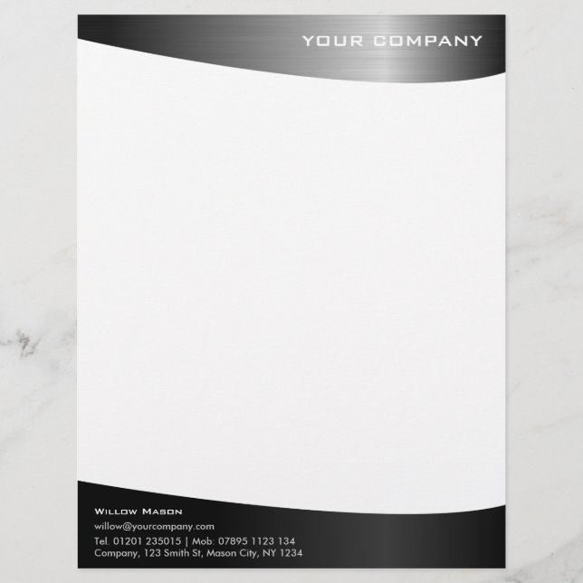 Black Stainless Steel Professionell Letterhead Brevhuvud (Framsida)
