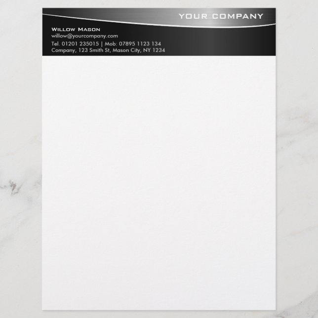 Black Stainless Steel Professionell Letterhead v2 Brevhuvud (Framsida)