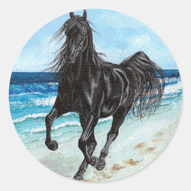 Black Stallion Arabian-häst Runt Klistermärke (Framsida)