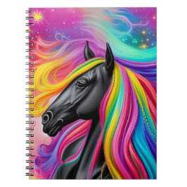 Black Stallion Colorful Mane Anteckningsbok