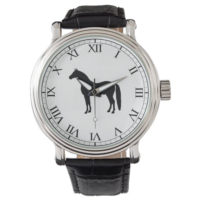 Black Stallion Elegant Horse Silhouette Teckning Armbandsur (Framsida)