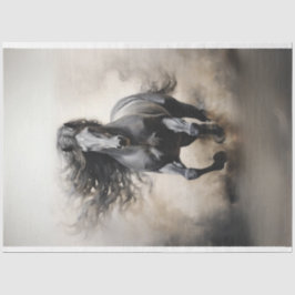 Black Stallion Horse Running Decoupage