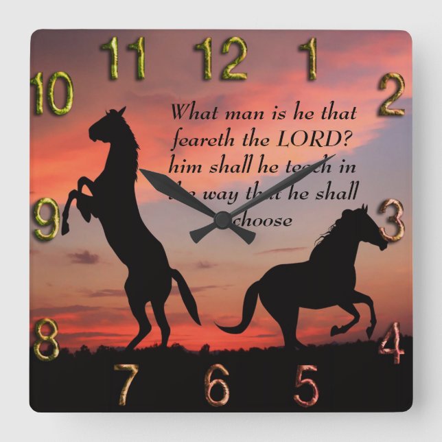 Black Stallone silhouette Fyrkantig Klocka (Framsida)