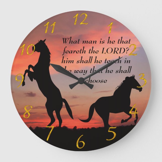 Black Stallone silhouette Stor Klocka (Framsida)