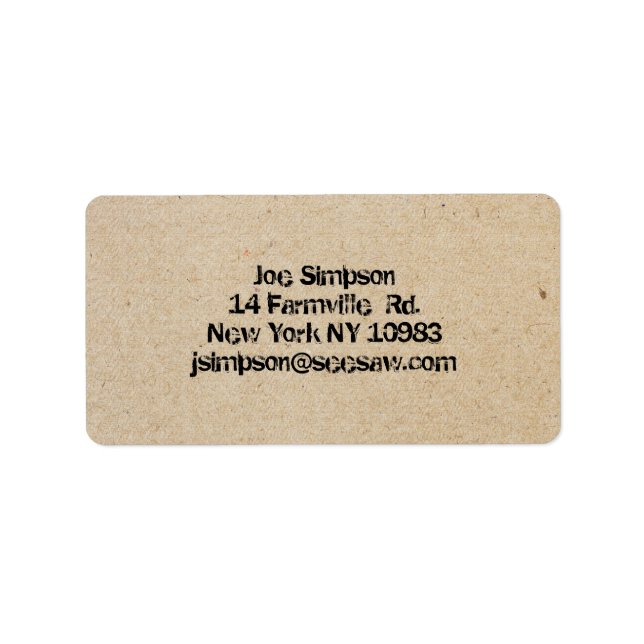 bläck stämplade adressetiketter (Framsidan)