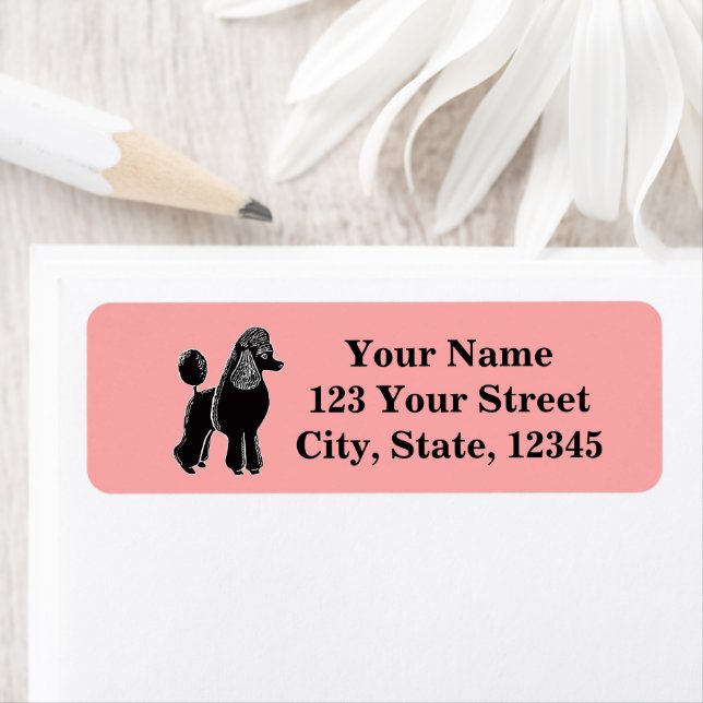 Black Standard Pudel Rosa Returetiketter Returadress Etikett (Insitu)