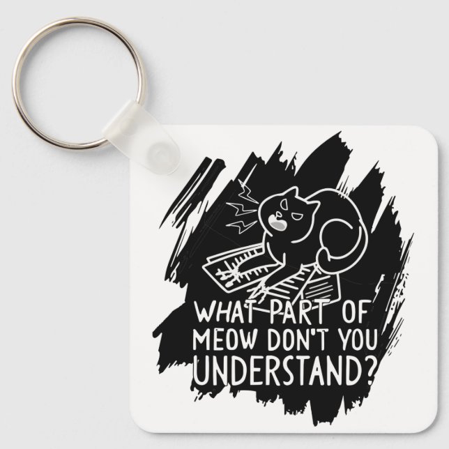 Black Stänk Funny Cat Quote Nyckelring (Framsida)