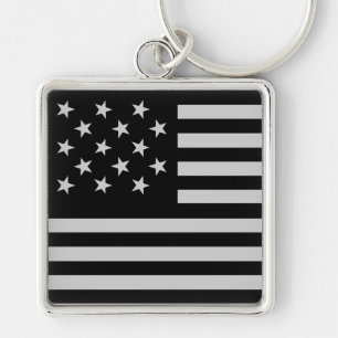 Black Star-Spangled Banner America Flagga Fyrkantig Silverfärgad Nyckelring