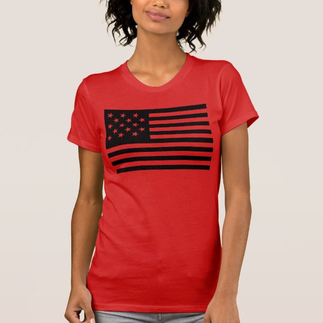 Black Star-Spangled Banner America Flagga T Shirt (Framsida)