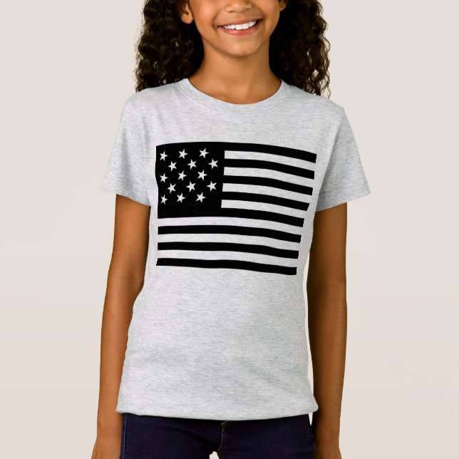 Black Star-Spangled Banner America Flagga T Shirt (Framsida)