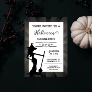 Black Starburst Witch Halloween fest-inbjudan Inbjudningar