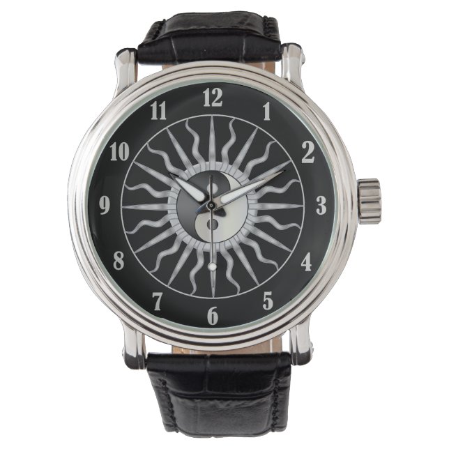 Black Starburst Yin Yang Armbandsur (Framsida)