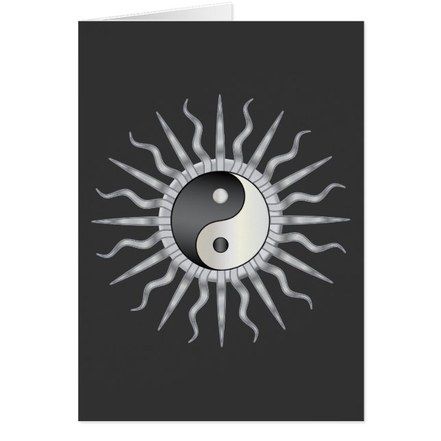 Black Starburst Yin Yang Hälsningskort (Framsidan)
