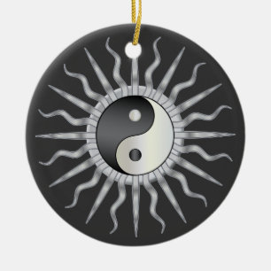 Black Starburst Yin Yang Julgransprydnad Keramik
