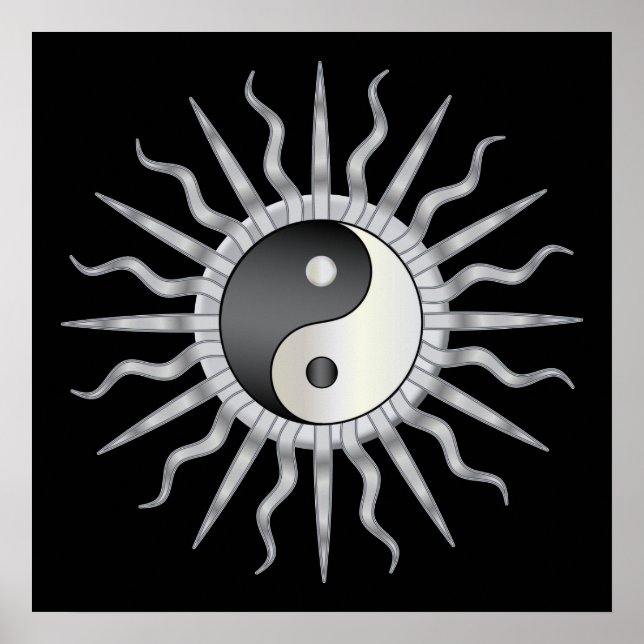 Black Starburst Yin Yang Poster (Framsidan)