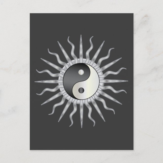 Black Starburst Yin Yang Vykort (Framsida)
