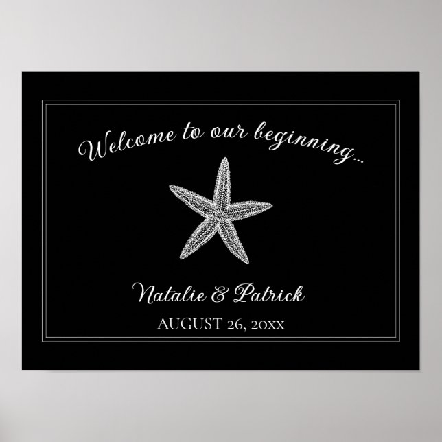 Black Starfish Bröllop Välkommen Poster (Framsidan)