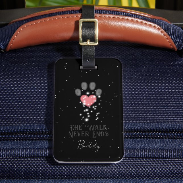 Black Starlight Rosa Heart Hund Paw Skriv ut Bagagebricka (Framsida Insitu 2)