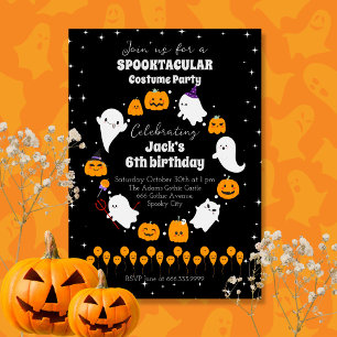 Black Starry SPOOKTACULAR Halloween Födelsedagsfes Inbjudningar