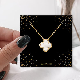 Black Stars Jewerly Necklace Visning Fyrkantigt Visitkort