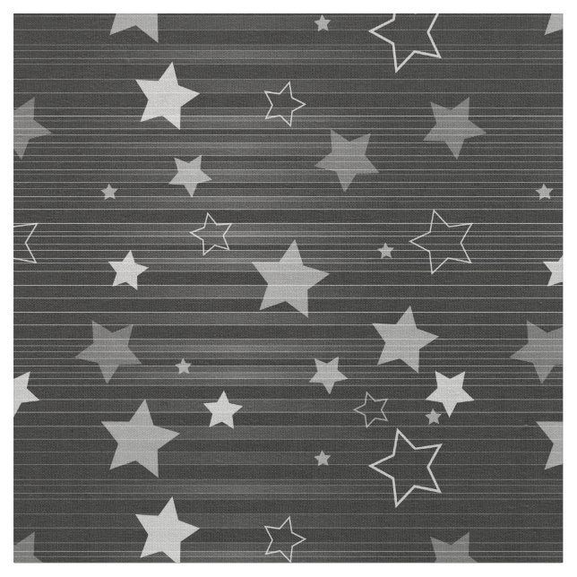 Black Stars Mönster Tyg (Närbild)