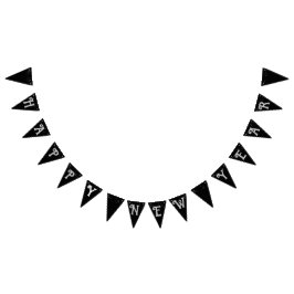 Black starsky Gott nytt år silgrey brev Vimplar