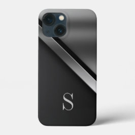 Black Steel Metallic Monogram iPhone/iPad-väska